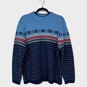 Lands End Knit Wool Fair Isle Sweater